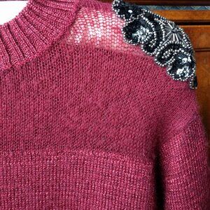 GUESS-Magnificent Cranberry Metallic Mohair/Wool  Embellished